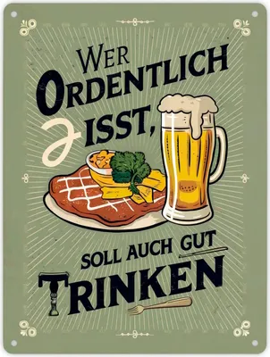 Produktbild von Schnitzel und Bier Metallschild XL in 21x28 cm - Gut essen gut trinken