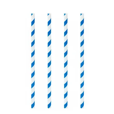 Produktbild von 200x Trinkhalme aus Papier blau gestreift Ø6mm 21cm