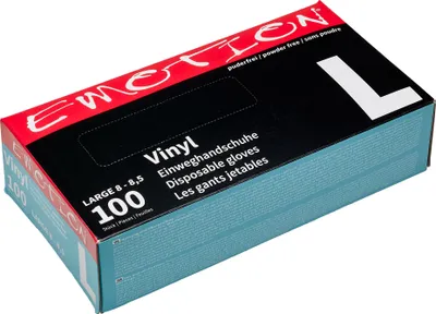 Produktbild von Efalock Emotion Vinyl-Einweghandschuhe puderfrei schwarz L