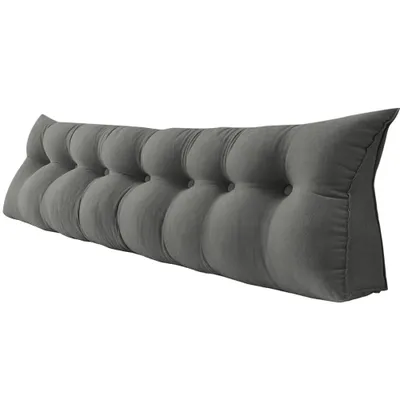 Produktbild von Rückenkissen Bett 200cm,Samt Rückenlehne Kissen,Keilkissen Bett kopfteil, Waschbar Lesekissen Lendenkissen Nackenstüzkissen für Bett und Sofa grau