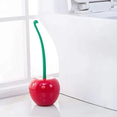 Immagine prodotto di Omgoods - Set di spazzole per WC con portaspazzola - Forma a ciliegia - Rosso