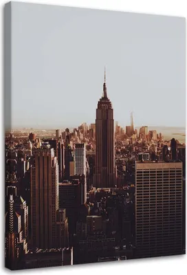 Produktbild von Leinwandbild new york - empire state building 60x90 cm Feeby braun wandbild bereit zum aufhängen