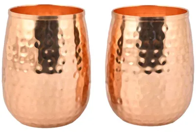 2er-Set Kupferbecher 250 ml Fassform ayurvedisch