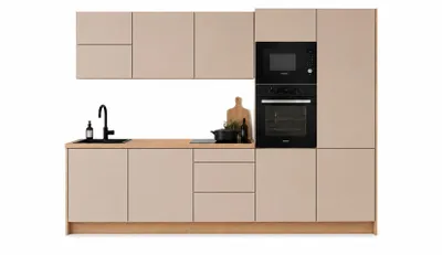 Produktbild von Küchenzeile 300 cm Modulküche Winkelküche Küchenblock Einbauküche ohne Arbeitsplatte, LETANO Lovo 2 Beige mit Push-To-Open