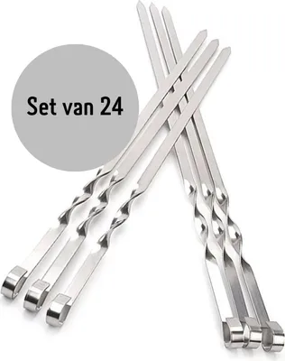 Immagine prodotto di Spiedini per barbecue Krumble - set di 24 - spiedini per carne - spiedini per verdure - spiedini per kebab - spiedini per barbecue - acciaio inox - argento