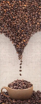 Produktbild von Wallario Poster - Tasse mit Kaffeebohnen - Kaffeedesign, Kunstdruck Größe: 50 x 125 cm