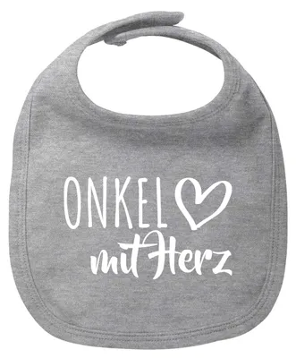 Produktbild von Huuraa Baby Lätzchen Onkel mit Herz Heather Grey Klettverschluss  Baumwolle Latz Geschenkidee