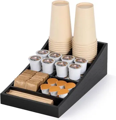 Productafbeelding van Famanu Koffiestation Organizer met 7 vakken - Zwart hout