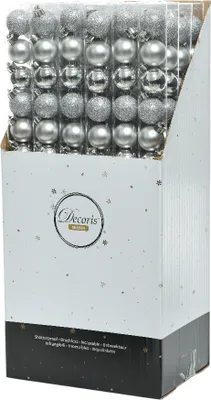 Produktbild von Weihnachtsbaumkugeln Set 14 Stück Ø 3 cm silber bruchsicher Kunststoff glanz matt glitter Mix ohne Aufhänger ideal für Mini Christbaum Adventskranz