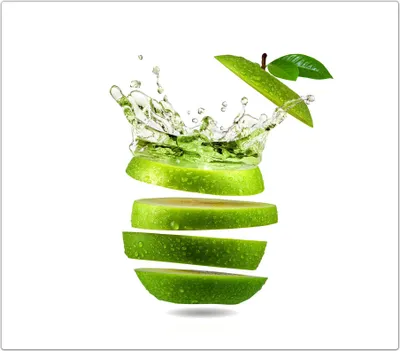 Produktbild von Spritzschutz Herdabdeckplatte Schneidebrett aus Glas Apfelschnitze im Splash 1-Teilig (60x52cm)