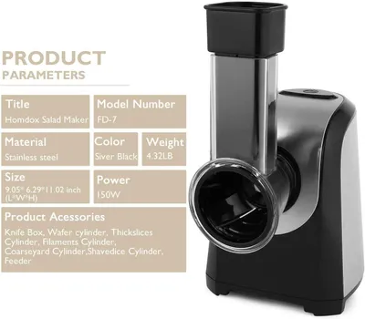 Produktbild von Gemüseschneider elektrisch COOCHEER 5 in 1 150W Profi Gemüsehobel