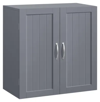 Image de Armoire de salle de bain suspendue, avec 2 portes et étagère réglable
