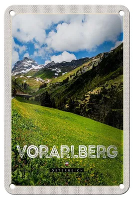 Produktbild von Blechschild Reise 12x18cm Vorarlberg Österreich Wälder Natur Schild