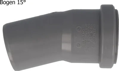 Produktbild von HT Bogen Ø 50 x 15°, mit einseitiger Steckmuffe und Gummidichtung