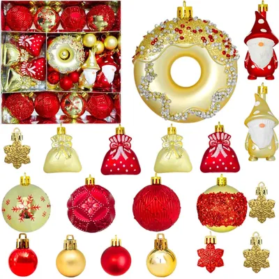 60-teiliges Weihnachtskugel-Set mit Donuts und Häusern