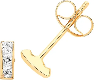 Produktbild von Elegante 9 Karat (375) Gold Damen - Paar Ohrstecker mit Zirkonia - 5mm*2mm; TRS36131