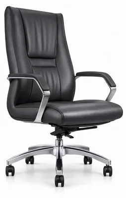 Immagine prodotto di Poltrona da ufficio ergonomica, rivestita in ecopelle nera e con struttura in cromo