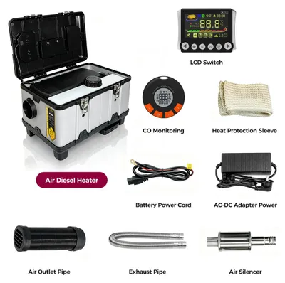 Obrázok produktu pre Dieselový ohrievač – TB10Pro, 8 kW, stojanový ohrievač – 12/24 V DC, adaptér 110–240 V, aplikácia cez Bluetooth, monitorovanie CO, automatický termostat, nádrž 6 litrov