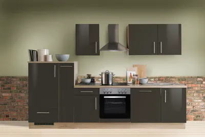 Produktbild von Küchenzeile mit Elektrogeräten Premium Lack Lava 300 cm