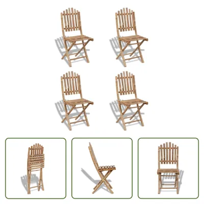 Image de The Living Store Chaises de jardin Bambou 4 pcs.