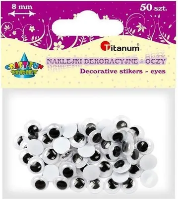 Zdjęcie produktu dla Oczy samoprzylepne bez rzęs 8mm okrągłe 50szt