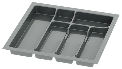 Produktbild von Sossai Besteckeinsatz Divio für Schubladen 50cm | 43 x 43 cm | Anthrazit Besteckkasten Schubladeneinsatz