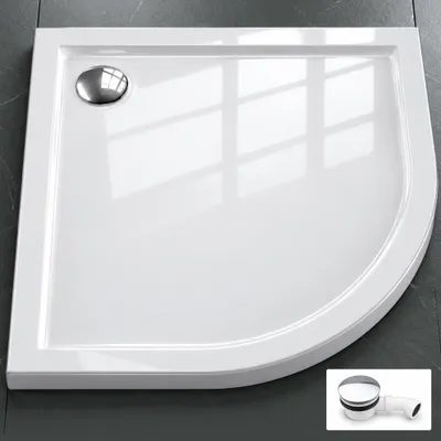 Produktbild von Mai & Mai Duschwanne Duschtasse Faro in weiß inkl. Ablaufgarnitur 02, Form: Viertelkreis, BTH: 90x90x4cm