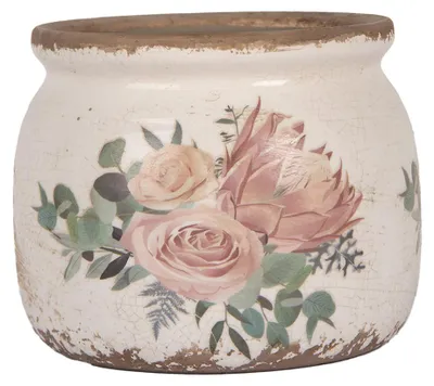Productafbeelding van Clayre & Eef bloempot, diameter 12 cm, hoogte 10 cm, beige, keramiek, voor bloemen