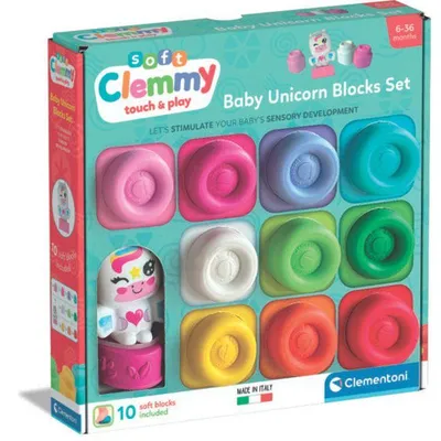 Zdjęcie produktu dla CLEMENTONI Zestaw "Tęcza" - 10 miękkich kostek Clemmy i jednorożec