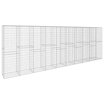 Produktbild von vidaXL Gabionenwand mit Abdeckung Verzinkter Stahl 600 x 50 x 200 cm