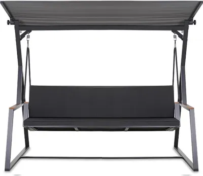 Produktbild von Gartenkissen Set für Gartenschaukel – schwarz – Sitzkissen 160x50 + Rückenkissen 160x50 – Weiche Auflagen für Hollywoodschaukel für 2-3 Personen
