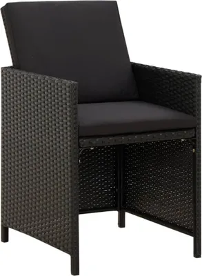 Produktbild von vidaXL Gartenstühle mit Kissen 4 Stk. Poly Rattan Schwarz
