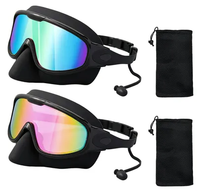 Produktbild von Zwembrille gepolarisiert, UV-Schutz, Anti-Beschlag, verstellbar, mit Ohrstöpseln, blau, für Schwimmen