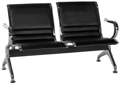 Produktbild von CLP Wartebank Frankfurt in Airport-Stil Lederoptik ergonomische Sitze bis je 150 kg schwarz Größe 2-Sitzer