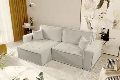 Produktbild von Ecksofa Schlafsofa FLOSI Stoff Raven Creme Ottomane Links