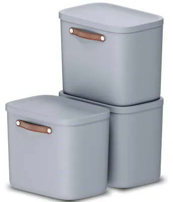 Produktbild von Rotho Aufbewahrungsbox 3er-Set 25L Maloja - Kunststoffbox 40 x 23,5 x 34 cm - Box mit Deckel - Stapelbox sicher verschließbar - Plastikbox