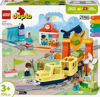 Zdjęcie produktu dla LEGO DUPLO Town Duy Interaktywny Pocig Miejski z Lokomotyw, Edukacyjna Zabawka dla Dziecka do Zbudowania ze wiatem i Dwikiem, Kreatywny Prezent dla 3-latka, dla Chopca i Dziewczynki, 10428