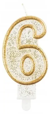 Produktbild von GoDan Kerze Ziffer 6 Golden Geburtstag Tortendekoration