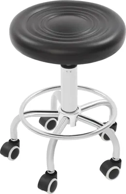 Immagine prodotto di Sgabello da lavoro - Sgabello girevole - Regolabile in altezza - Girevole a 360° - 5 rotelle - Imbottitura ergonomica - Portata 150 kg - Per ufficio/salone/casa