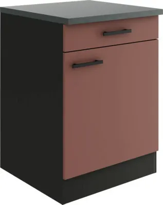 Produktbild von Optifit Unterschrank mit Schublade und Drehtür Nizza407 BxTxH 60 x 60 x 84,8 cm rostrot matt zerlegt Anschlag reversibel