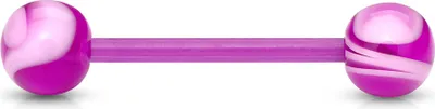 Produktbild von viva-adorno Barbell Piercing Stab Zungenpiercing Kunststoff Marmor Kugeln weiß marmoriert Kunststoff verschiedene Farben Z313,lila