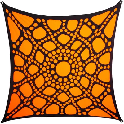 Produktbild von PSYWORK Schwarzlicht Segel Elasthan "3D Neon Spiderweb Black" Orange, 3x3m