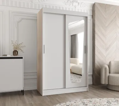 Obrázek produktu pro Šatní skříň 120 cm ZAMIRA se zrcadlem - bílá