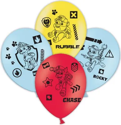 Produktbild von Paw Patrol Motiv Luftballons für Kindergeburtstag, 6 Stück, bunt, ca. 27,5 cm Durchmesser