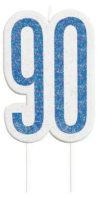 Produktbild von Glitzernde Geburtstagskerze zum 90. Geburtstag in Blau und Silber