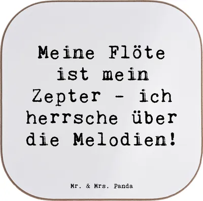 Produktbild von Mr. & Mrs. Panda Tischuntersetzer Spruch Flötenzauber - Weiß - Geschenk, Melodie, Instrumente, Flötist, Musiker, Instrument, Untersetzer für Gläser, Tischschoner, Musik