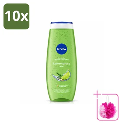 Obrázek produktu pro 10 kusů sprchového gelu NIVEA Lemongrass & Oil Care, objem 500 ml, výhodná balení