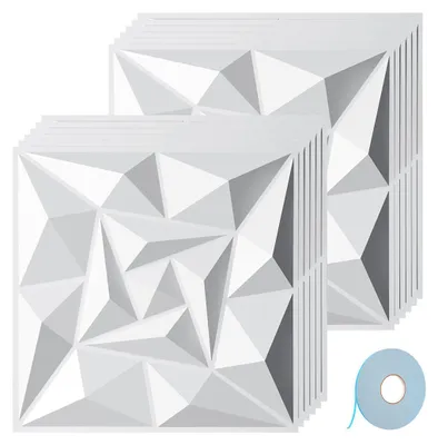 Obrázok produktu pre Ikodm 3D nástenné panely, biela farba, 30x30 cm, vírivá štruktúra, PVC, samolepiace, vnútorná dekorácia stien