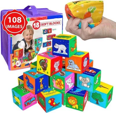 Productafbeelding van Montessori Speelkubussen voor Baby's - Stapelstenen en Bouwblokken vanaf 1 jaar