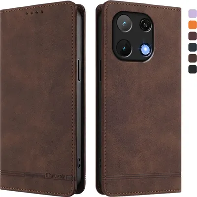 Obrázek produktu pro Pouzdro pro Umidigi Note 90, retroPolyuretankožené flip pouzdro s stojánkem a přihrádkami na karty Hnědý
